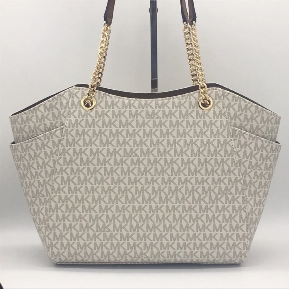 MICHAEL KORS LG CHAIN SHOULDER TOTE VANILLA